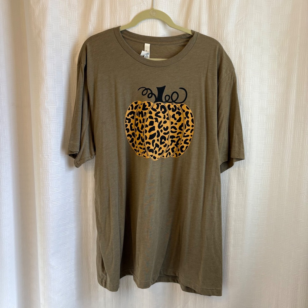 Lot of 2 Fall Graphic T-Shirts Womens 3XL Thankful Rainbow Leopard Pumpkin Tee - Picture 7 of 10